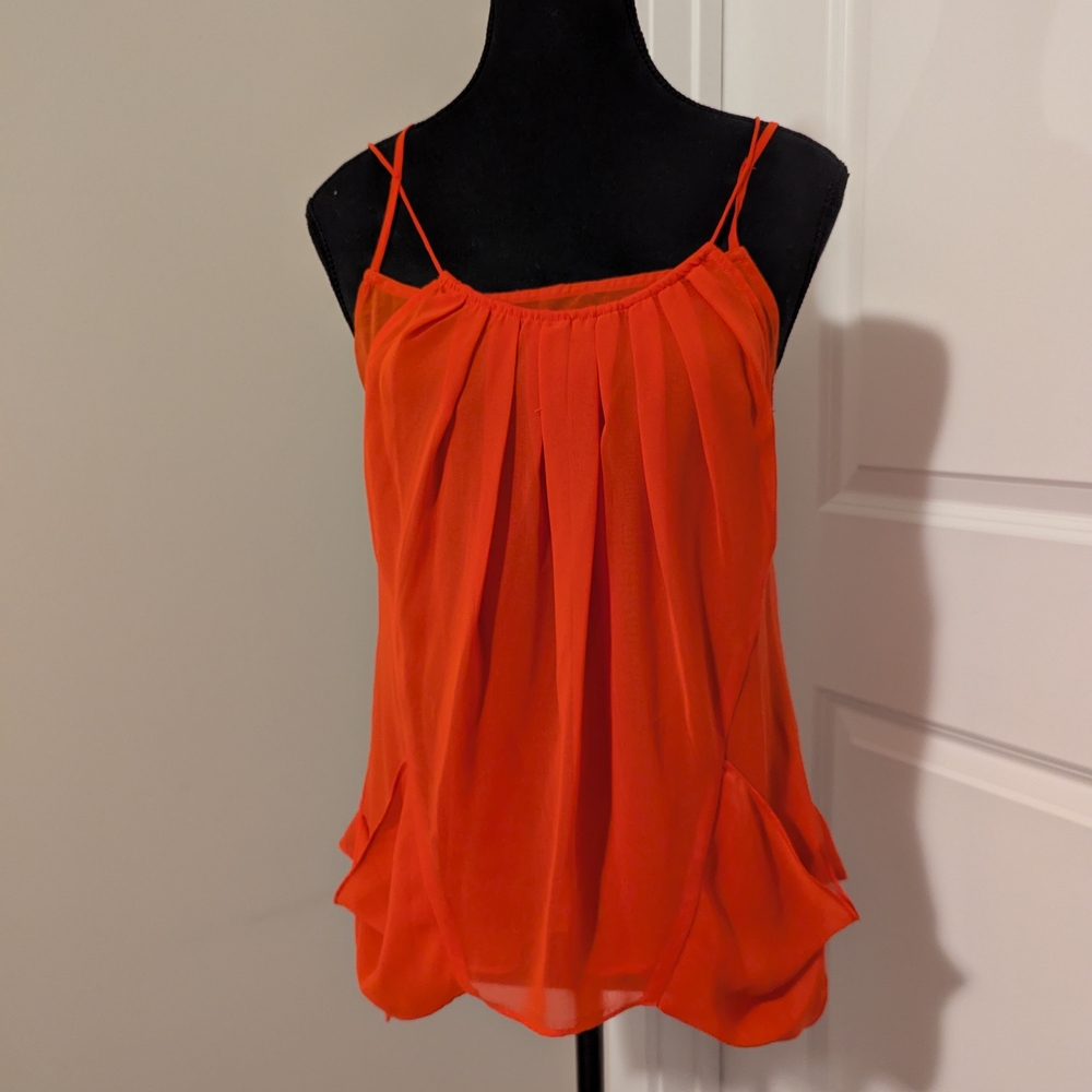NAKED ZEBRA | Red Orange Camisole Semi Sheer Camisole Top, Medium,